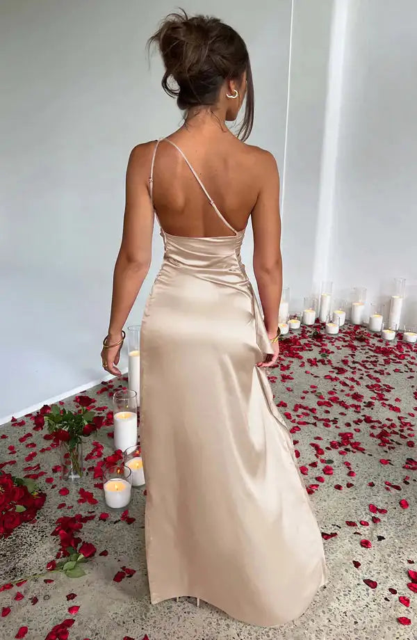 Satin One-Shoulder Prom Dress