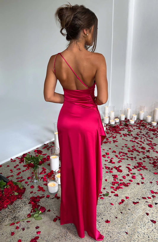 Satin One-Shoulder Prom Dress