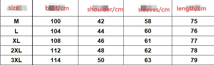 Laser Long Sleeve ( Size Chart )